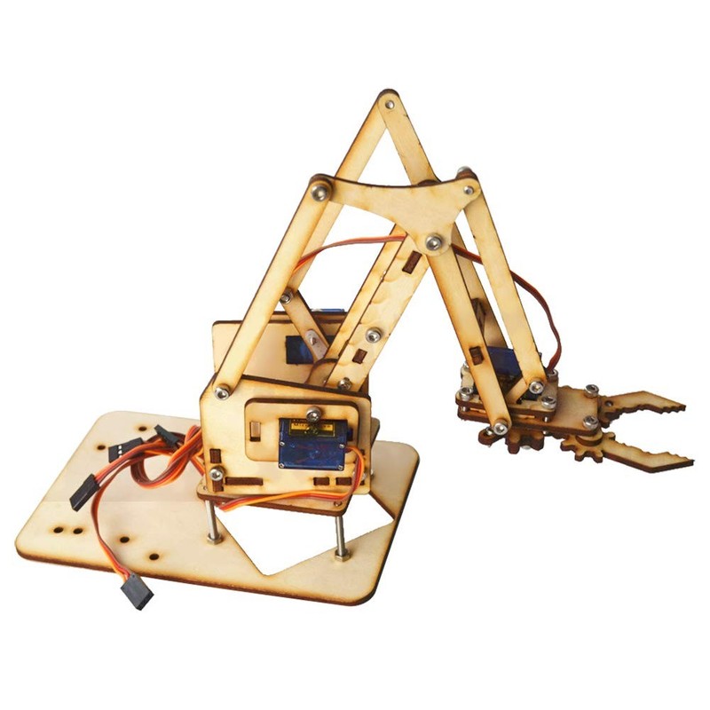 4 DOF Robot Arm Robotic Arm Kit Robot Arm Wood Robotic Mechanical Arm SG90 Se...