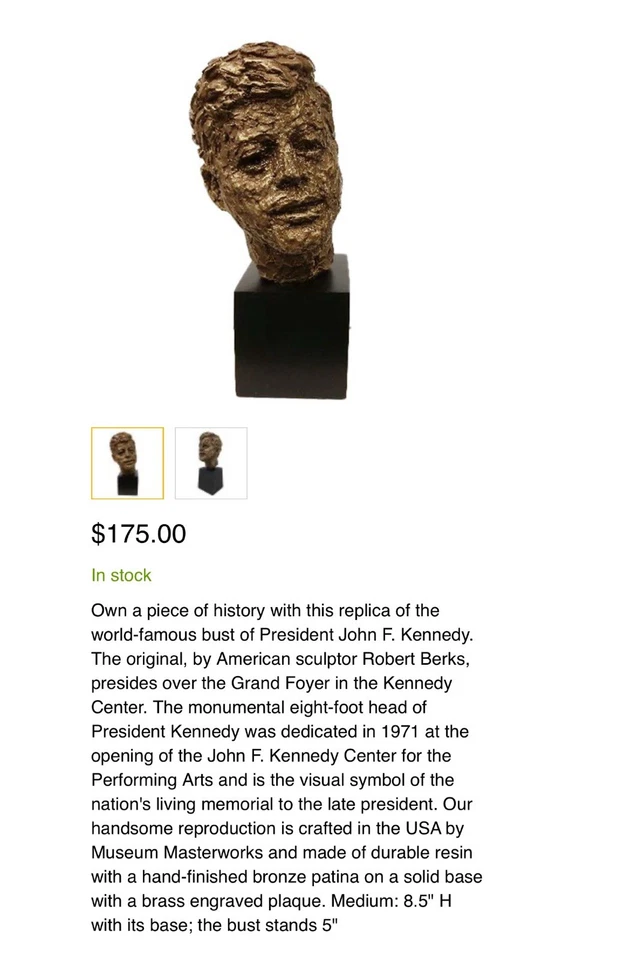 Busto de bronce John F. Kennedy 8,5” - ¡Excelente y envío rápido! Foto 2 de 4
