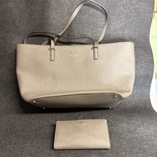 Kate Spade Gray Tote With Matching Wallet Pre-owned 