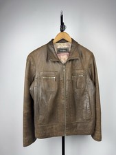 Vintage Luxury Archive Bikers David Moore Brown Leather Jacket Men’s 46 / S Size