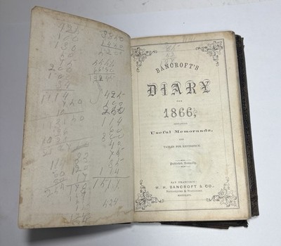 1866 Handwritten Diary Ledger Civil War Era Named Accounts Book 