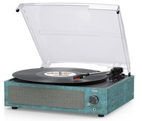 Wockoder Suitcase Turntable 3 Speed Blue KD-3011 Record Player Brand New