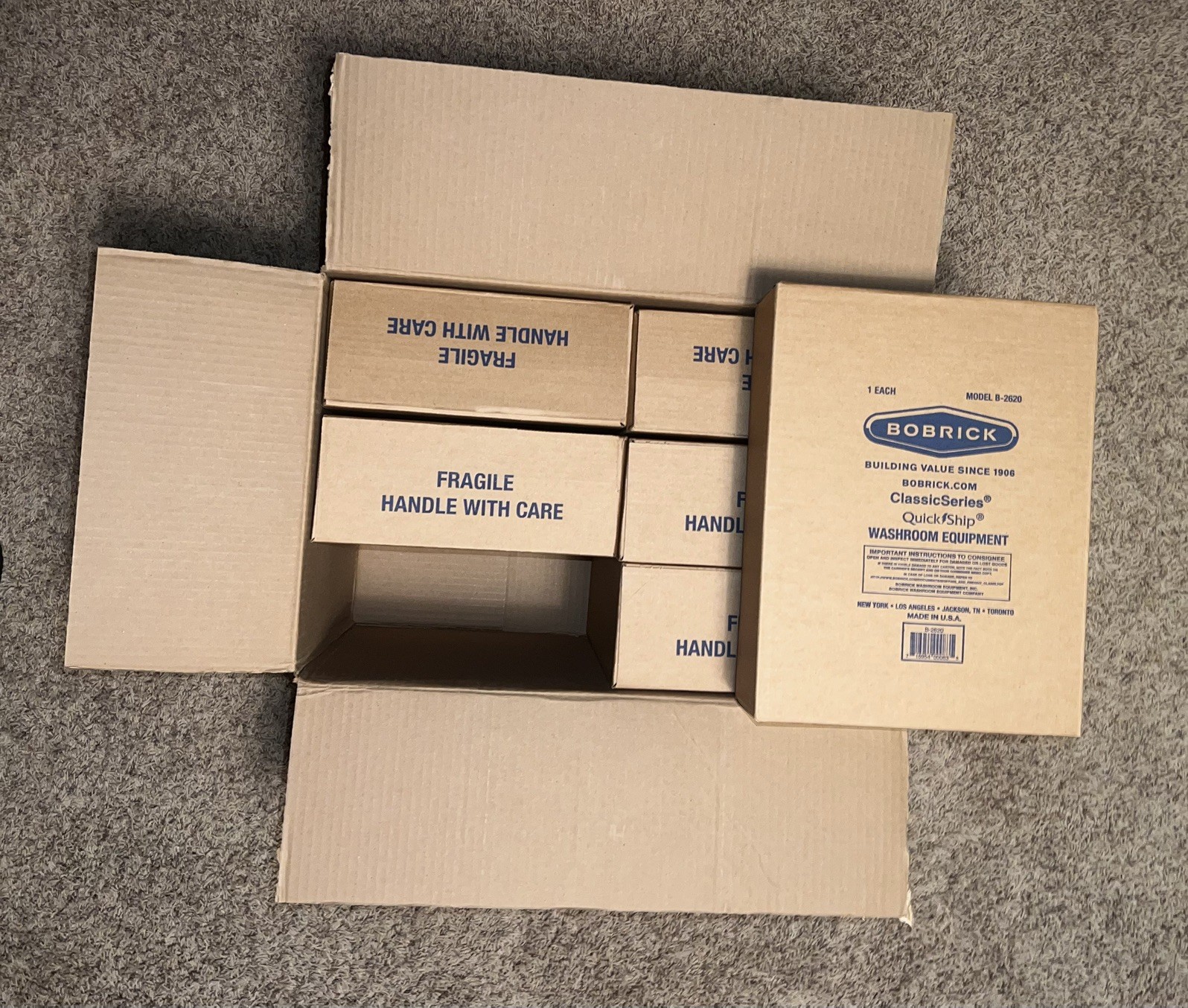 Case of 6 Bobrick Commercial Stainless Steel Paper Towel Dispensers Model B-2620