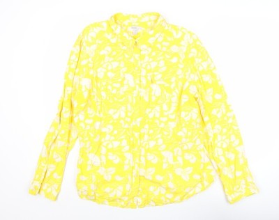 Old Navy Damen Hemd gelb geblümt Baumwolle Knopfleiste 2XL