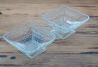 Pair Of Indiana Glass Pineapple Floral Depression Dish Footed Compote Candy