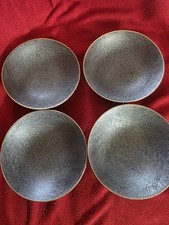 Arita Keizan Kiln 6″ Porcelain Bowls with Crystal Glaze & Gold Rim – Japan (4)
