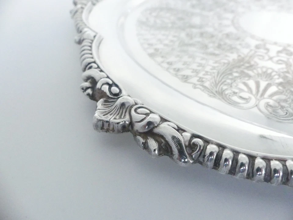 ♛ Schönes rundes Tablett "Viners" Sheffield - 31 cm Durchmesser- versilbert ♛ - Bild 4 von 4