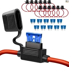 10 Pack 14 AWG Inline Fuse Holder - 12V-DC ATC/ATO 14 Gauge Fuse-14 AWG