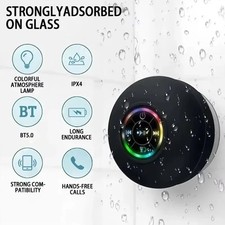 Mini Portable Bluetooth Speaker IPX4 Waterproof LED Suction Cup Shower