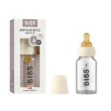 Baby Glass Bottle Complete Set 110 ml BPA Free Natural Rubber Made in Den...