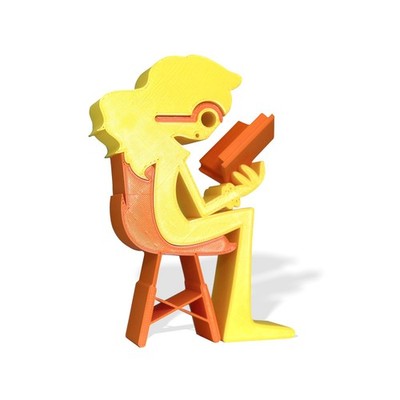 3D printed sculpture of young woman reading a book unique literary decor