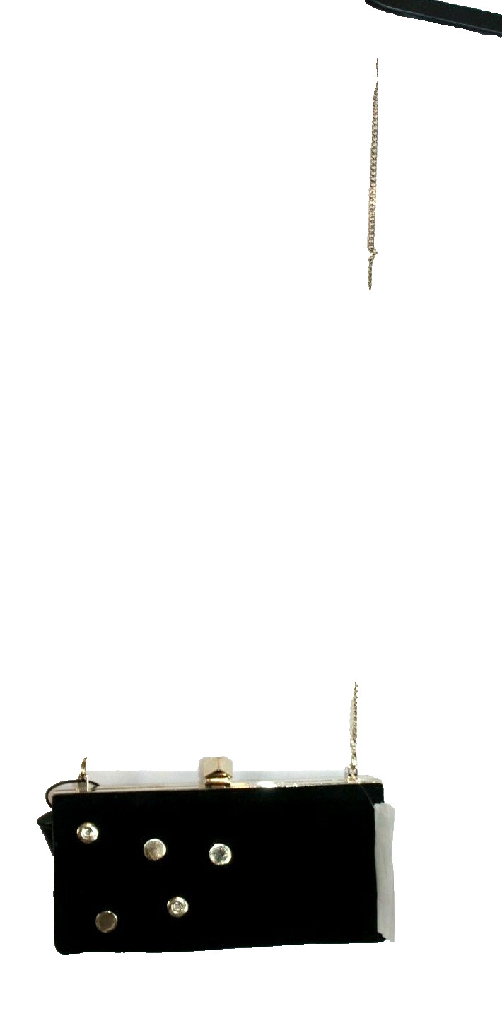 Bolso sin asas Jimmy Choo para mujer gamuza negra Celeste dorado botones tono tachuelas $1460