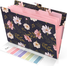 Accordion File Organizer, Floral Expanding File Folders with 5 Pockets, Cute Doc