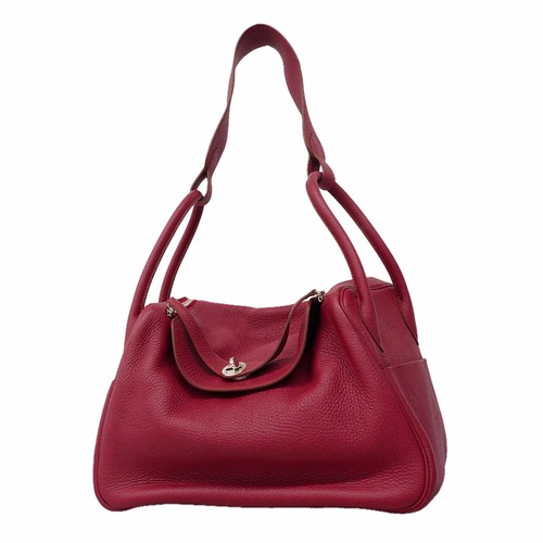 Auth [6ic3565] HERMES Handbag Lindy 34 Taurillon Clemence Ruby Silver metal ...