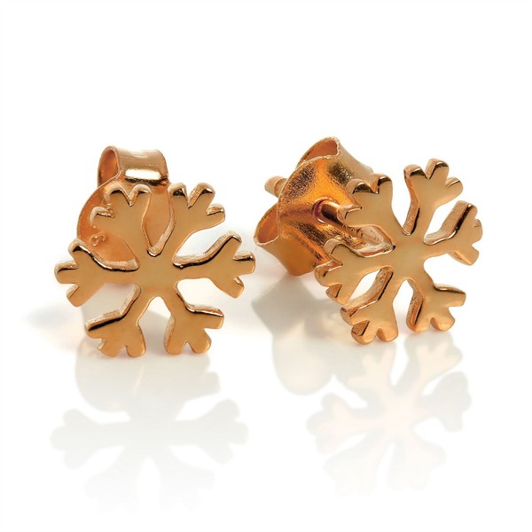 Rotgold Getauchtes 925 Sterlingsilber Scheeflocke Ohrstecker-image