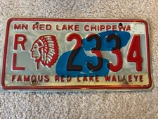 1988 RED LAKE BAND CHIPPEWA INDIANS TRIBAL LICENSE PLATE MINNESOTA MN OJIBWE 78