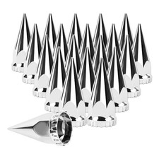 33mm x 4 3/4" Chromed Spike Lug Nuts Covers Push on,ABS Chrome Plastic Caps P...