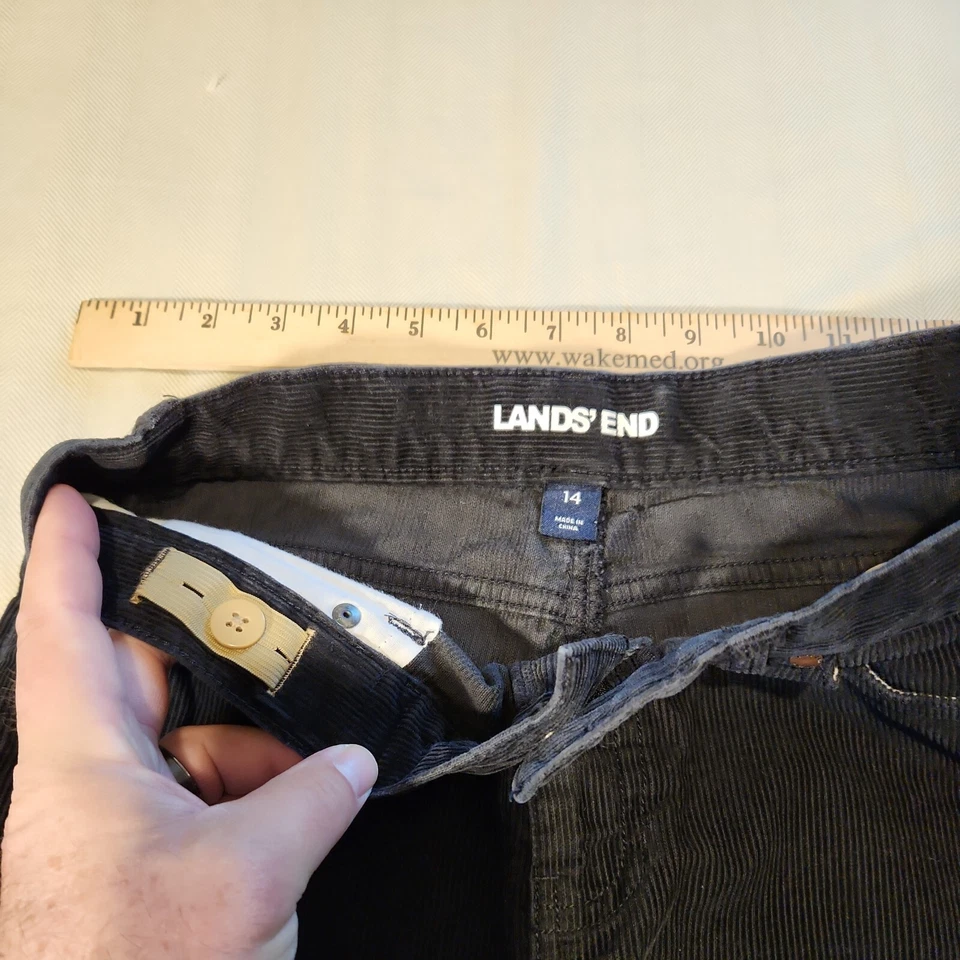 Pantalón Lands End Pana Negro Pierna Recta Niña’s Talla 14 Foto 3 de 4