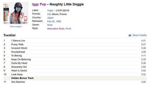 Iggy Pop Naughty Little Doggie JAPAN PROMO CD + BONUS TRACK + OBI SEALED NEW - Picture 2 of 3