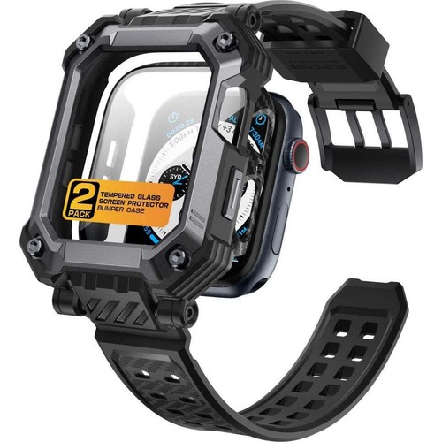 Futerał ochronny z bransoletą + 2x szkło do zegarka 45/44 mm Supcase Case Cover Czarny