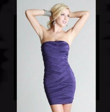 New Purple Strapless Criss Cross Wrap Dress by Nikibiki