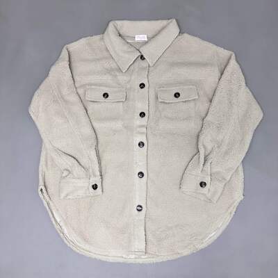 PINK LILY Fleece Button-up Jacket Women's Sz 2XL Beige PL177 (New)