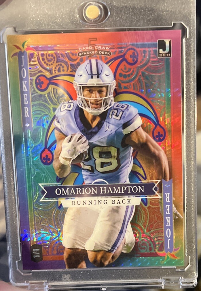1/1 JOKER Omarion Hampton Rainbow Wild Card 5 Card Draw Stacked Deck RC