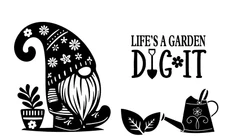 Hippie Gnome Life's a Garden Three PK Black Vinyl Decal Car Laptop Tablet