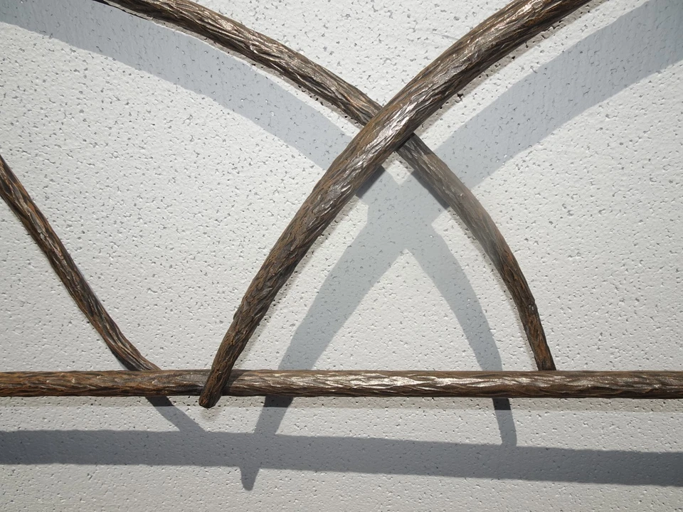 Cabecero y pie de cama vintage conos de hoja perenne rama de árbol de hierro negro con marco de cama queen Foto 4 de 4