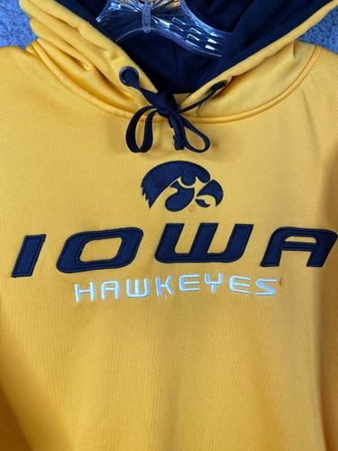 Iowa Hawkeyes Hoodie Mens Large Yellow Fleece Embroidered Pullover Stadium - Picture 3 of 11