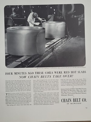 #ad 1940 Chain Belt Company of Milwaukee Fortune WW2 Print Ad Q4 Hot Steel Coils $12.00