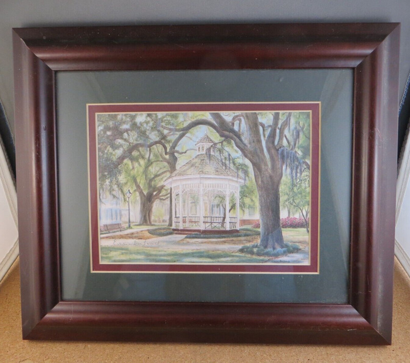 Essie DeLoach Framed Art Print Savannah Whitefield Square Gazebo Park Scene