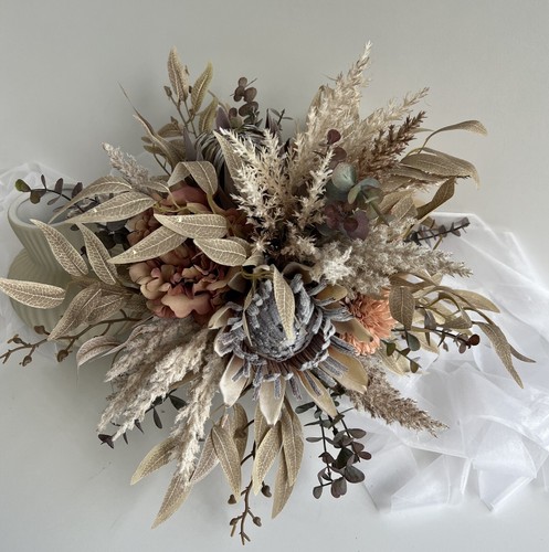 Australian Native Flower Wedding Bouquet Faux Silk Dried Flowers Bridal Bouquets - Picture 4 of 7