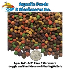 Pacu, Carnivore, Veggie & Fruit Floating 1/4"-3/8" Pellets GB-610