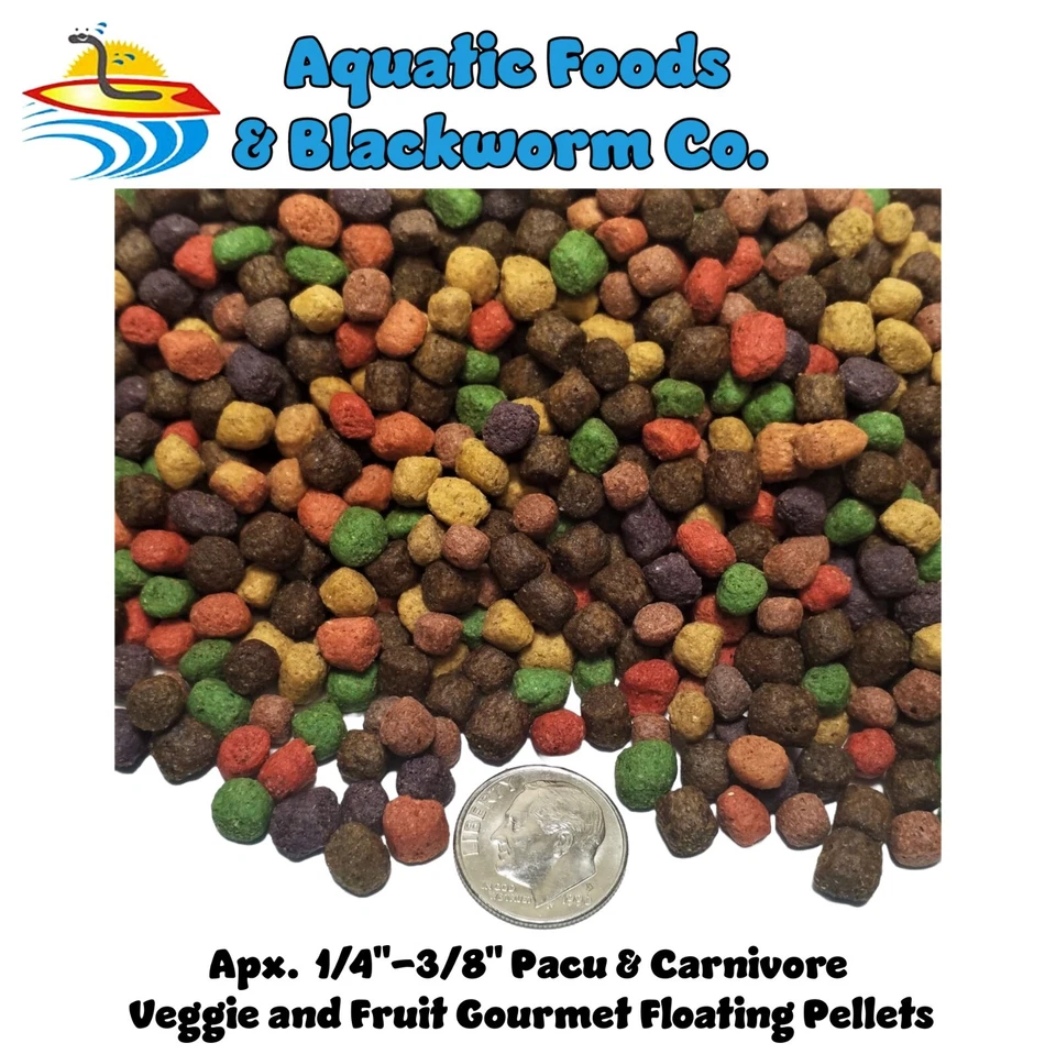 AQUATIC FOODS INC. Pacu, Carnivore, Veggie & Fruit Floating 1/4"-3/8" Pellets GB-610