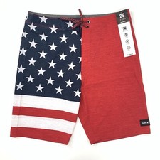 Hurley Phantom American Flag Stretch Quick Dry Men's Board Swim Shorts Size 29W