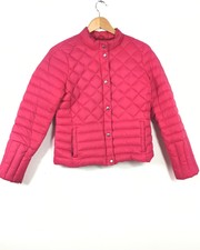 Lands' End Pink Down & Feather Quilted Jacket Uk Xs