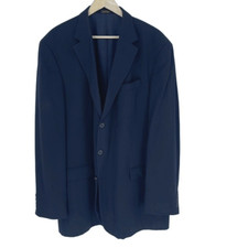 Stafford Men's Single Breasted Jacket Pure Wool 3 Buttons Herringbone Navy Blue