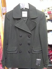 New Esprit Ladies Wool Blend Pea Coat-dark Olive