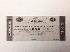 - 1810s $1 Farmers Bank of Bucks County - Hulme Ville, Pennsylvania - Gem Unc