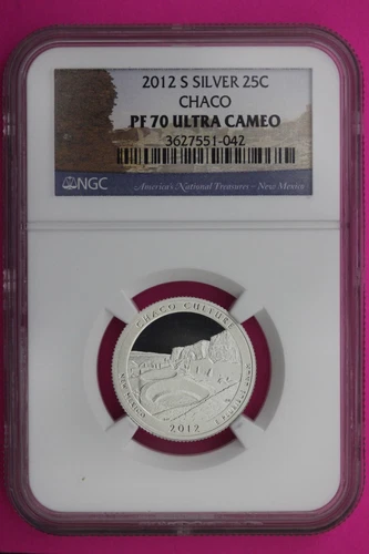 2012 S PF 70 Silver Quarter Chaco National Park NGC Graded Certified Slab 445