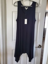 Halston Xl  Stretchy Asimetrical Black Dress.