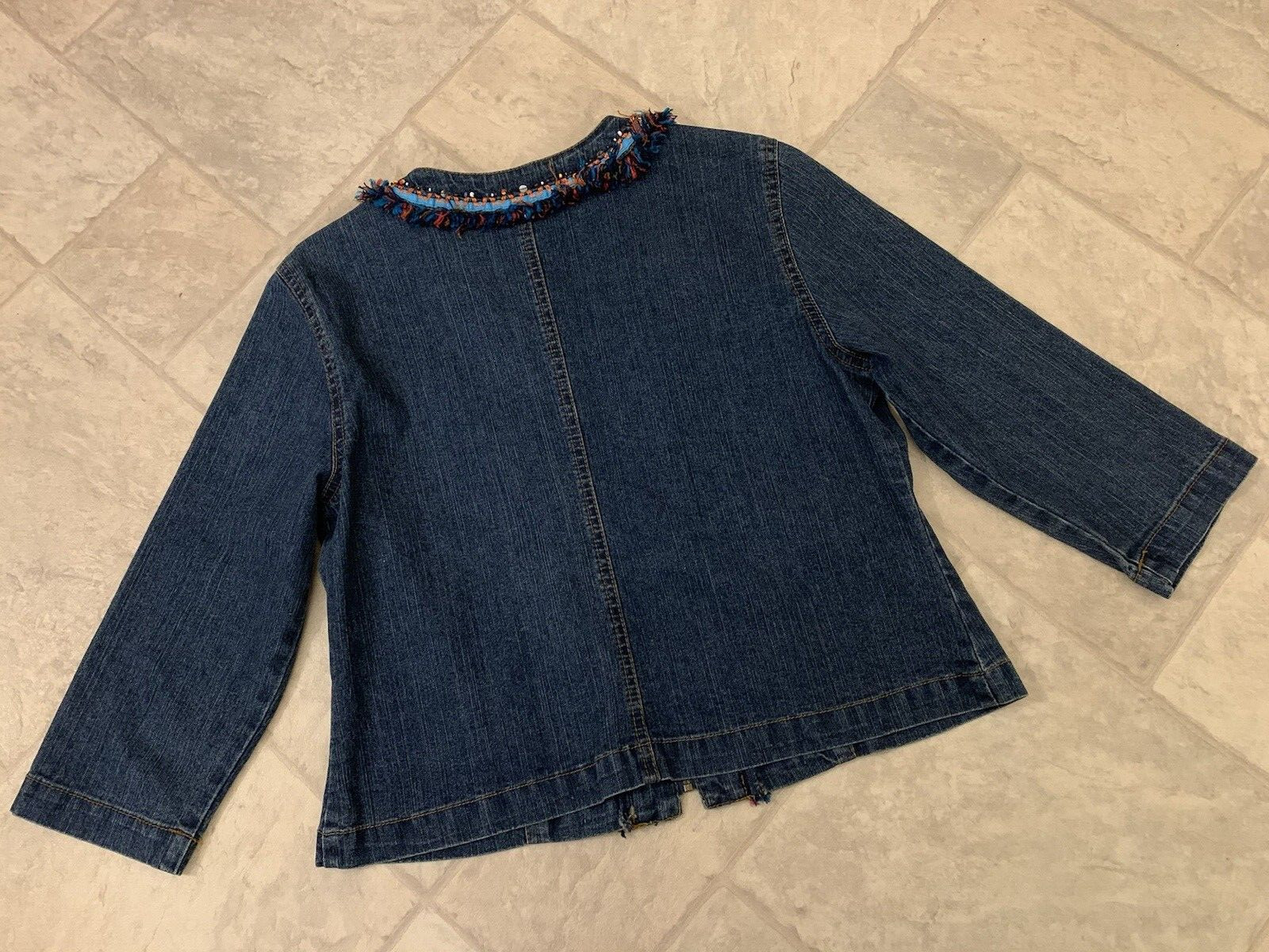 Ruby Rd Petite Blue Denim Full Zip Jacket Beaded … - image 3