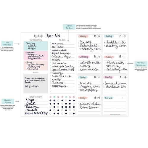 Bloom Daily Planners Planning Pad 8.5x11 Lista de tareas semanales y planificador, pastel - Imagen 5 de 17