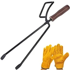 Wood scissors, barbecue charcoal scissors, fireplace tongs bonfire barbecue
