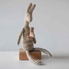 Plush Kangaroo W/ Joey, Brown W/ White Stripes NEW