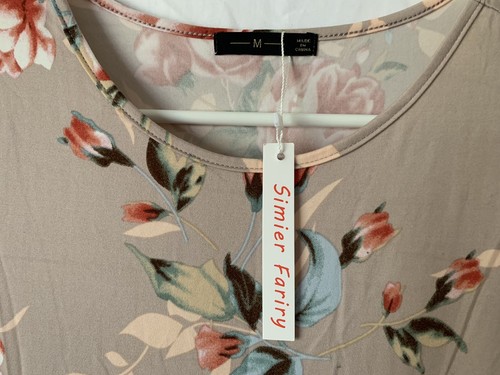 Simier Fariry Women’s Medium Long Sleeve Floral Print Pleated T-Shirt Dress - Bild 4 von 5