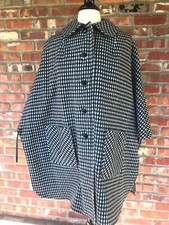 VTG Black  White Houndstooth Cape HANDMADE Lace Up Sides Large  EEUC  