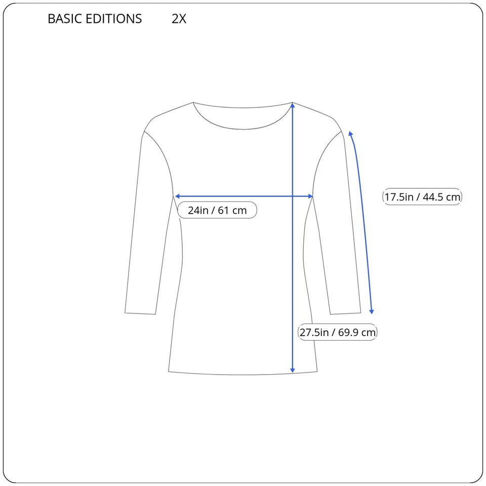 Basic Editions Womens Top 2X Plus Knit Blue Stripe Sequins Embroider Metallic - Image 2 of 4