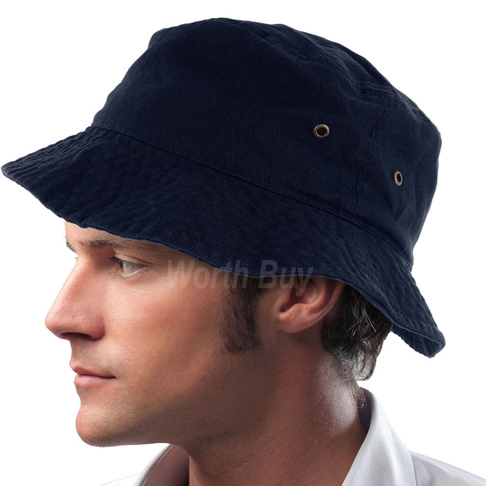 Navy Bucket Hat for Men Women Fishing Camping Summer Sun Protection